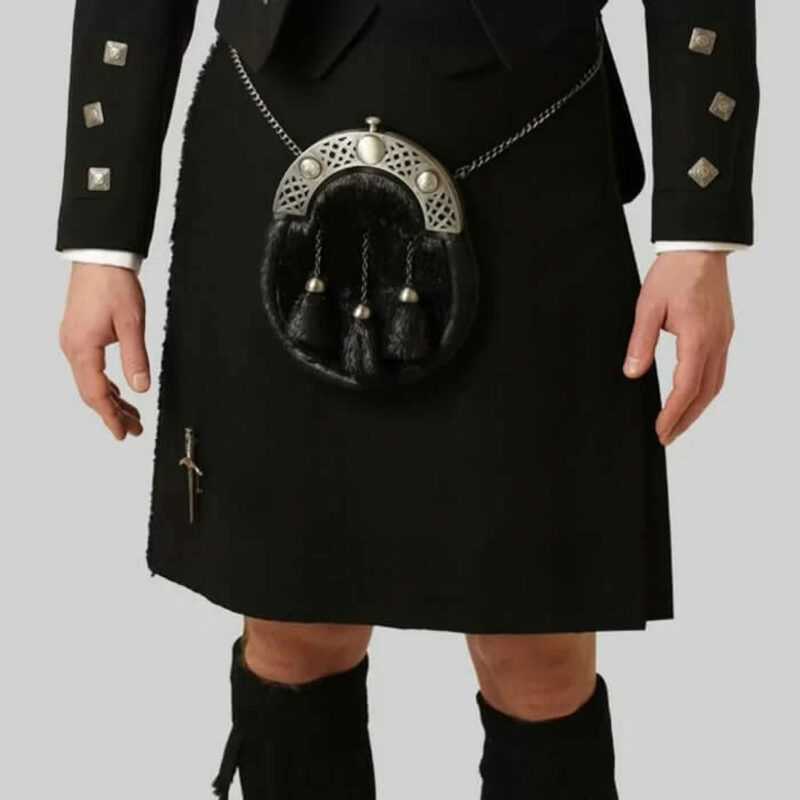 Solid Black Tartan Kilt